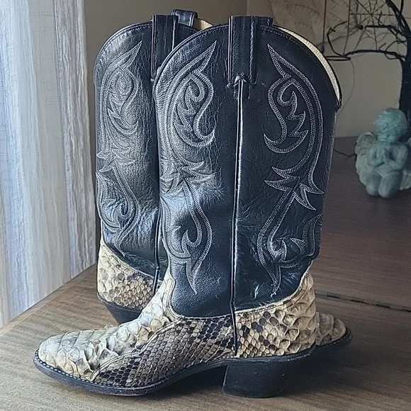 Dingo Snake Skin & Leather Western Cowboy Boots - Python Skin Boots Style 5130 - Picture 5 of 8